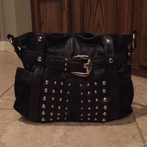 Black leather B. Makowsky shoulder bag